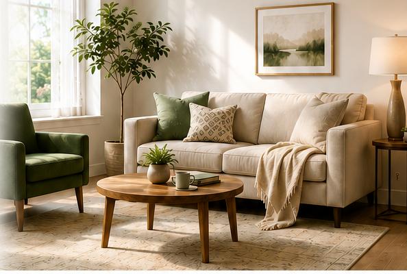 A warm, welcoming counseling living room