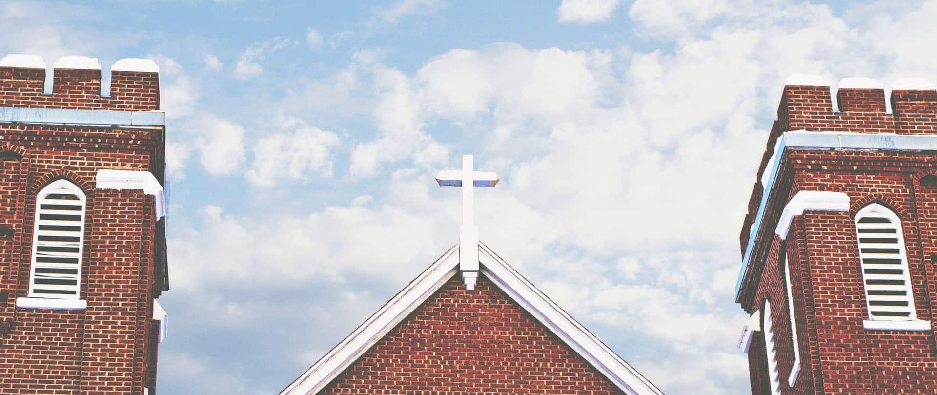 Brick church with cross